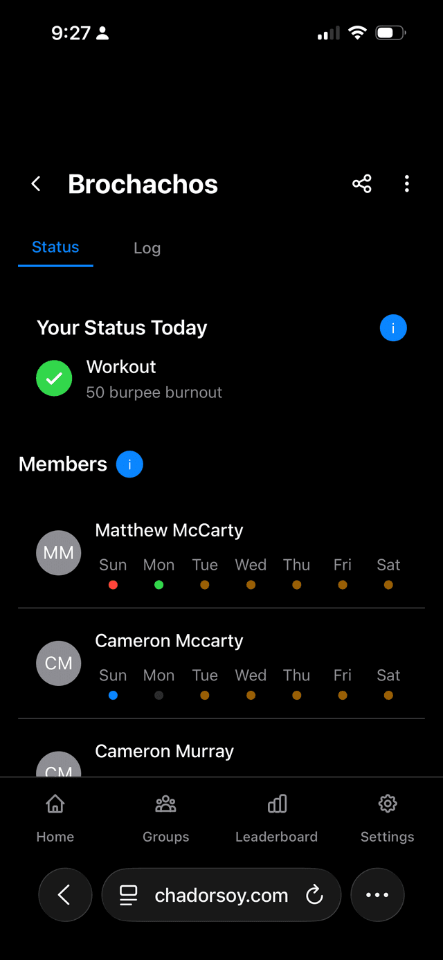 Chad or Soy web group view on mobile