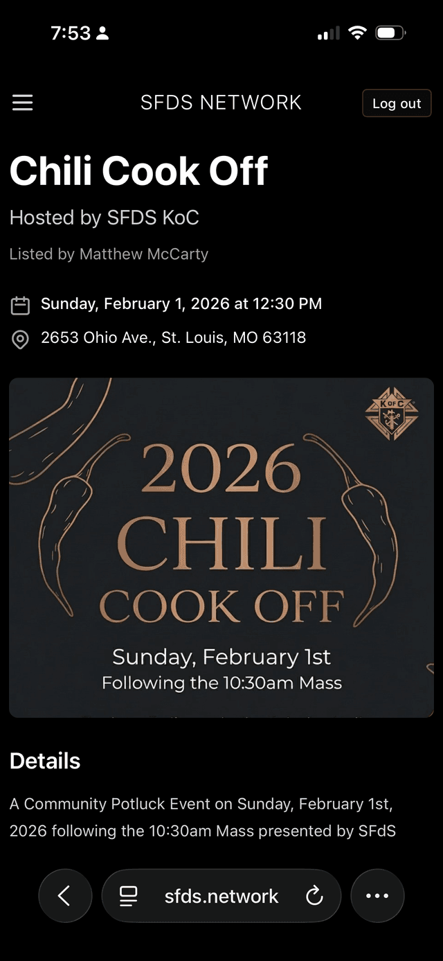 Event page on mobile (1 of 4)