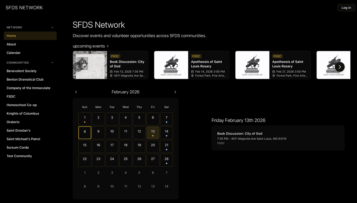 Calendar with selected date when not logged in