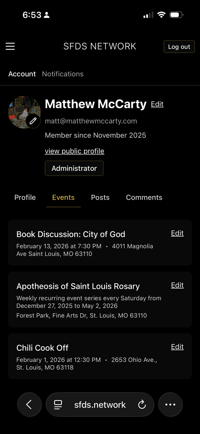 My account on mobile