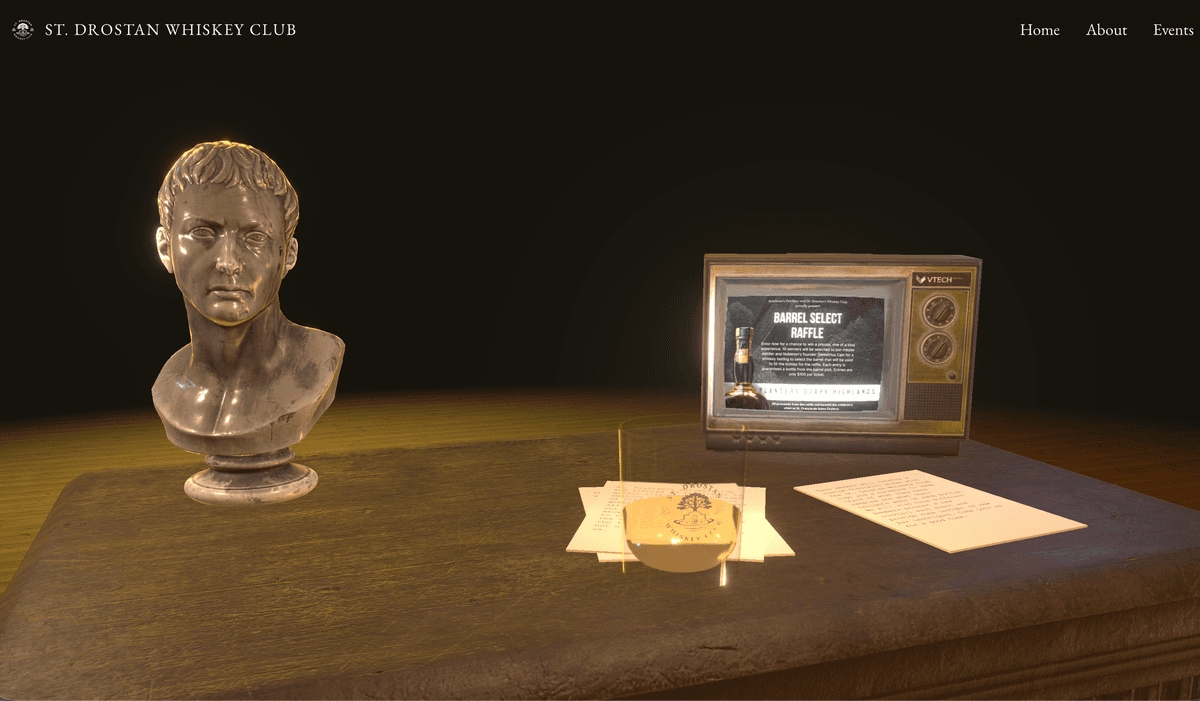Saint Drostan Whiskey Club landing page